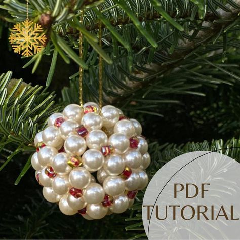 Christmas Ornament Tutorial. Beaded Ball Instruction. Sphere DIY. Christmas Tree Pendant. Pearl Beadwork. Easy Beading Pattern 16 Pages PDF Download Unleash your creativity this festive season with this comprehensive Christmas Ornament Tutorial! This detailed Beaded Ball Instruction guide is perfect for crafters looking to add a personal touch to their holiday decor. With 16 pages of step-by-step instructions available for instant PDF download, you can start creating your own unique Sphere DIY d Beaded Ball Ornaments, Beaded Christmas Ornaments Diy, Beaded Holiday Ornaments, Easy Beading Patterns, Christmas Ornament Tutorial, Easy Beading, Christmas Beading, Pearl Ornaments, Pearl Crafts