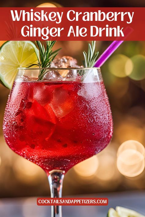 With Crown Royal Apple Whiskey and cranberry ginger ale, this is the perfect party cocktail for the holidays and a great party drink recipe anytime. Easy to make whiskey drinks for fall party cocktails and holiday drinks parties. #christmasdrinks #winterwhiskeydrinks #whiskyrecipes Apple Alcoholic Drinks, Fall Party Cocktails, Cranberry Ginger Ale Cocktail, Crown Apple Drinks, Crown Apple Drinks Recipes, Drinks For Fall, Ginger Ale Drinks, Fall Cocktail Party, Ginger Ale Cocktail