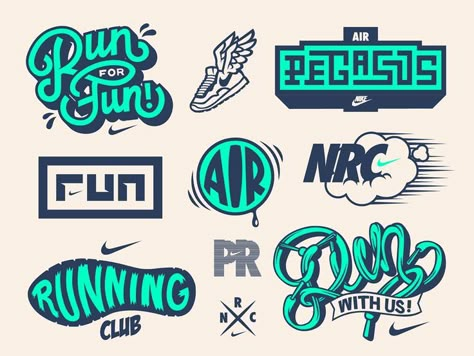 Running Logo, Vintage Typography Design, Run Club, Desain Editorial, Running Club, Detail Design, Nike Brand, Badge Design, Vintage Typography