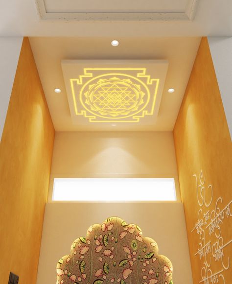 Fall Ceiling Designs For Pooja Room, Pooja Room False Ceiling Design Modern, Temple Pop Design For Home, False Ceiling For Mandir, Celling Design For Mandir, Pooja Room Fall Celling Design, Dev Ghar Design In Kitchen, Mandir Pop Design, Temple False Ceiling Design