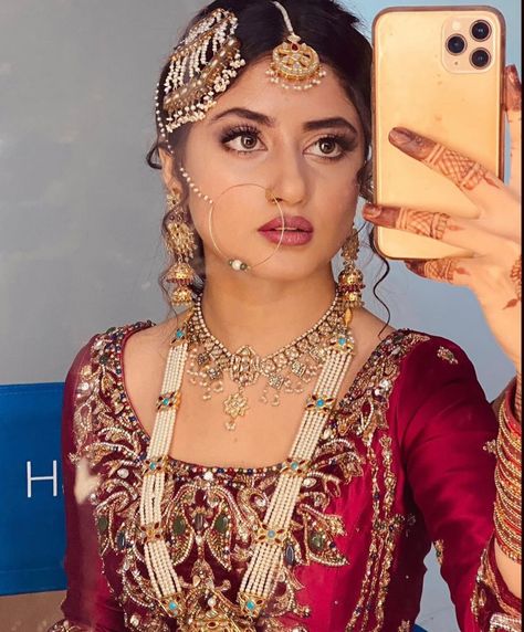 Sajal Ali Wedding, Red Bridal Dress, Nikkah Dress, Bridal Gift Wrapping Ideas, Sajal Ali, Pakistani Wedding Outfits, Expensive Jewelry Luxury, Beautiful Pakistani Dresses, Bridal Dress Fashion