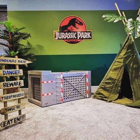 This IKEA storage box is perfect as dinosaur cage - IKEA Hackers Jurassic Bedroom, Ikea Storage Boxes, Jurassic Park Birthday, Dinosaur Room Decor, Dinosaur Bedroom, Hacks Ikea, Dinosaur Room, Jurrasic Park, Entertainment Wall