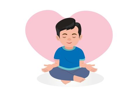 A young man in a yoga meditation posture. He is happy, quiet, relaxed from all worries. Flat style cartoon illustration vector Relax Cartoon, Boys Drawing, Meditation Posture, Healing House, Man Illustration, Boy Drawing, Beautiful Yoga, Flat Style, Cartoon Pics