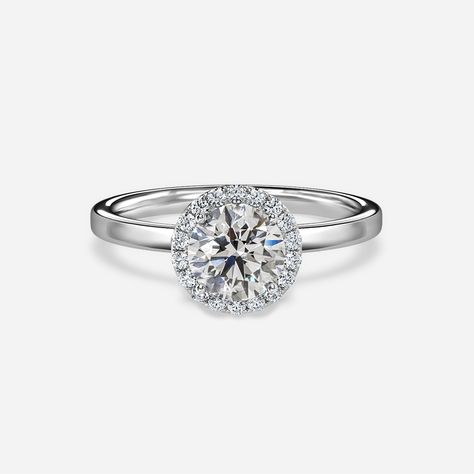 Halo Ring Plain Band, Round Halo Engagement Ring With Wedding Band, Engagement Ring With Plain Band, Single Halo Engagement Ring, Halo Round Engagement Ring, Gold Halo Engagement Ring, Round Halo Ring, Halo Wedding Ring, Round Halo Engagement Rings