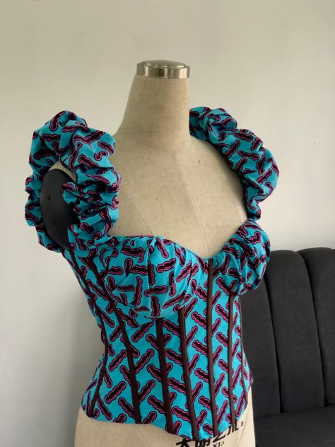 Draped bustier corset too Corset Top Outfit Classy, Corset Ankara, Ankara Corset Top, Draped Corset Top, Ankara Corset, Chitenge Outfits, Draped Corset, Corset Top Outfit, Outfit Classy