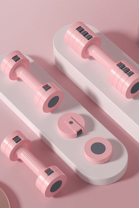 Cute Dumbbells, Cute Weights, Cute Home Gym, Simple Workout Routine, Simple Workout, Barbell Set, Iphone Macbook, Cute Stationary School Supplies, Pink Gym