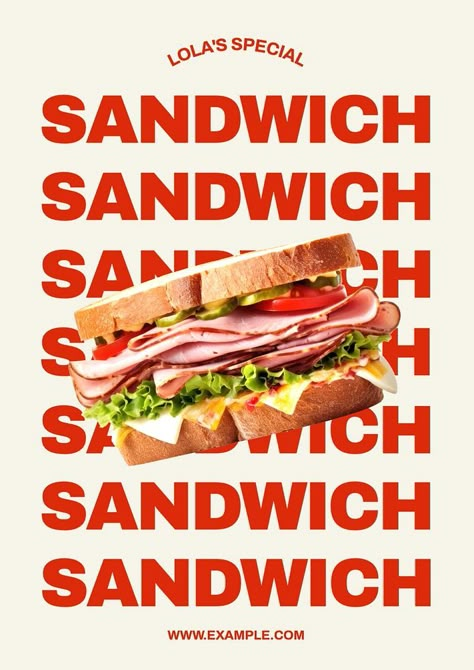 Sandwich recipe poster template | premium image by rawpixel.com / Aew Mi Xao, Sandwich Menu, Cafe Posters, Shop Poster, Food Menu Design, Food Advertising, Sandwich Shops, Food Content, Food Graphic Design