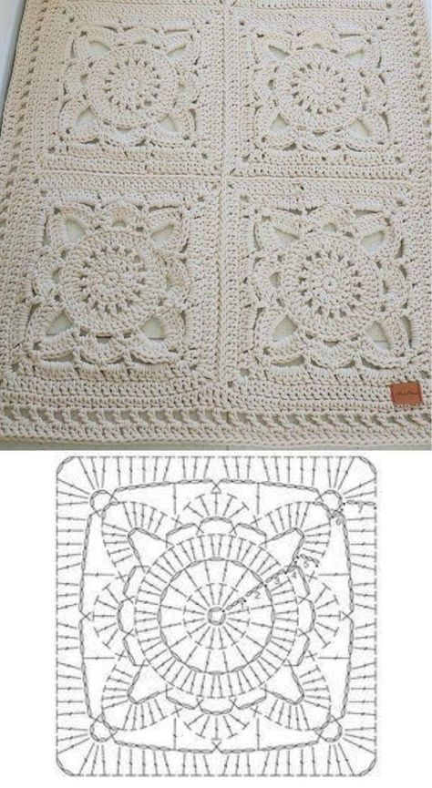 Gilet Crochet, Granny Square Crochet Patterns Free, Crochet Blanket Pattern Easy, Crochet Bedspread Pattern, Easy Crochet Blanket, Crochet Motif Patterns, Crochet Bedspread, Crochet Square Patterns, Granny Squares Pattern