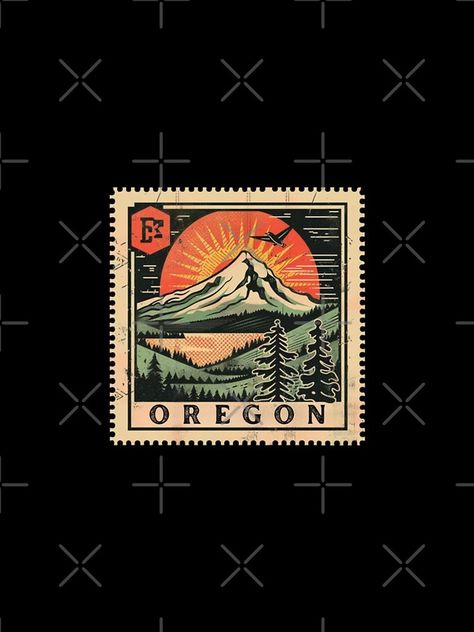 "Vintage Oregon Nature Stamp - Mountain, Forest, and Sunset Scenic Illustration" iPhone Case for Sale by tiigerdad | Redbubble Oregon Postage Stamp Tattoo, Scenic Illustration, Oregon Nature, Outdoor Logos, Art 2024, Mail Stamp, Mountain Forest, Vintage Graphic Design, Vintage Graphic