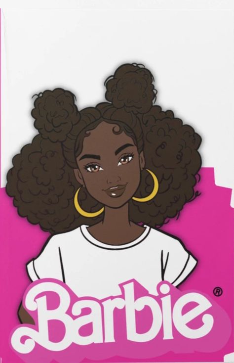 Black Barbie Art, Black Barbie Wallpaper, Black Barbie Drawing, Barbie Widget, Black Barbie Aesthetic, Gadget Wallpaper, Affirmation Art, Barbie Drawing, Barbie Printables