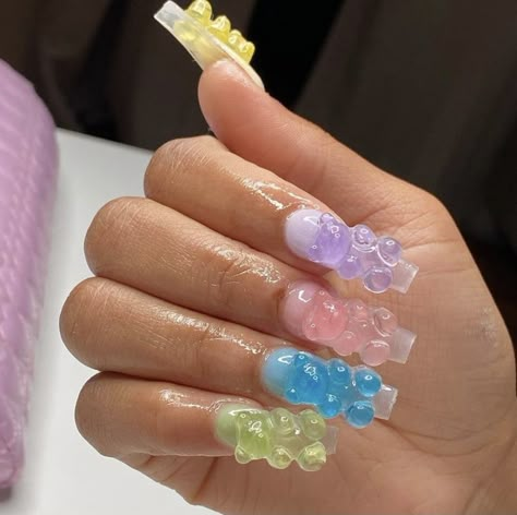 Neon Acrylic Nails, Nail Salon And Spa, Bears Nails, Duck Nails, Drip Nails, Crazy Nails, Exotic Nails, Really Cute Nails, Nail Jewelry