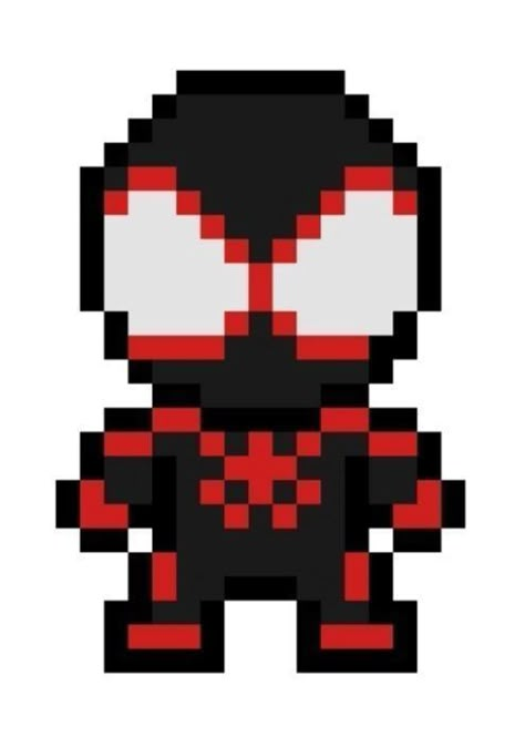 Miles Morales Cross Stitch Pattern, Spiderverse Pixel Art, Miles Morales Dibujo, Spiderman Pixel Art, Art Spiderman, Art Cube, Spiderman Coloring, Miles Spiderman, 3d Pixel