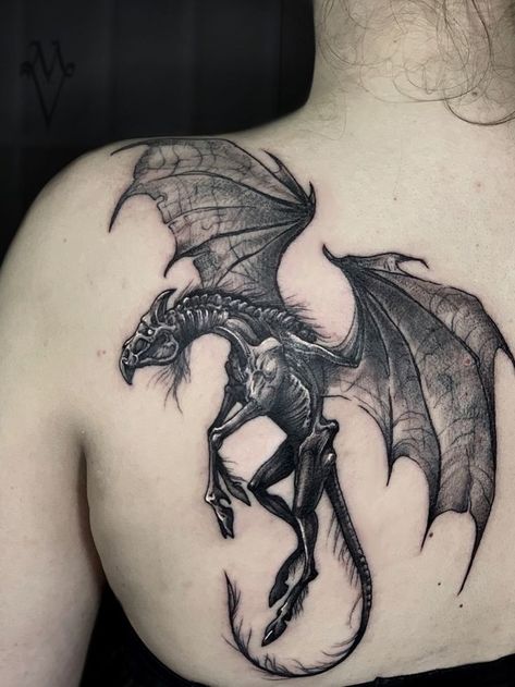 Thestral Tattoo, Harry Potter Tattoo Sleeve, Shen Long Tattoo, Wizard Tattoo, Harry Tattoos, Dragon Tattoo Ideas, Hp Tattoo, Ankle Tattoos For Women, Back Piece Tattoo