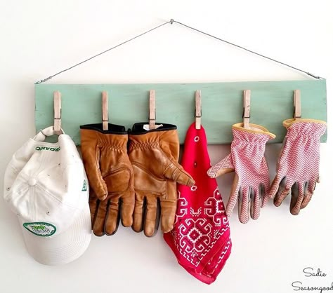 Outdoor Gear Organization, Vintage Clothespins, Easy Garage Storage, Garage Wall Organizer, Diy Mittens, Garage Organization Tips, Shed Organization, Wood Clips, Garage Storage Solutions