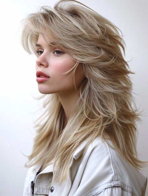 Haircuts For Wavy Hair With Bangs, Layered Long Shag Hairstyles, Long Shag Haircut Blonde, Many Layers Haircut, Long Blonde Hairstyles With Layers, Feathered Shag, Long Layered Haircuts With Bangs, Trendy Layered Hairstyles, 80's Hair