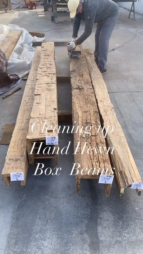 eandk_vintagewood on Instagram: Cleaning up some hand hewn box beams for clients order #reclaimedwood #reclaimed #interiordesigner #interiordesign #lahomes… Box Beams, Hand Hewn Beams, Window Shades, Entrance Hall, House Front, Living Dining Room, Clean Up, Reclaimed Wood, Home Remodeling