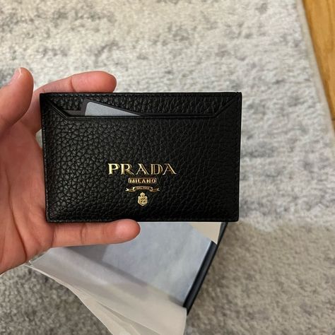 Prada Black Card Holder Card Holder Aesthetic, Prada Card Holder, Cute Wallets, A Outfit, Black Card, Prada Handbags, Card Holder Wallet, Designer Bag, Just Girly Things