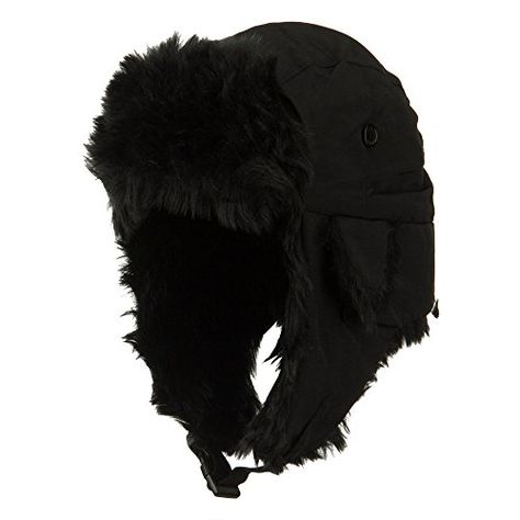 Faux Fur Aviator Trooper Hat - Black S-M -- You can get more details by clicking on the image. Black Trapper Hat, Trooper Hat, Tactical Hat, Flap Hat, Winter Apparel, Ear Flap Hats, Aviator Hat, Military Pants, Tactical Bag