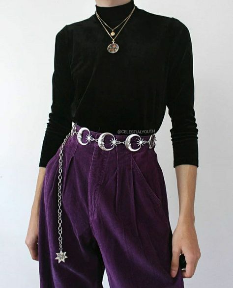 Store Aesthetic, Waist Chain Belt, Elegance Dress, Agatha Harkness, Boho Moon, Fashion Queen, Purple Pants, Witch Outfit, Moon Sun