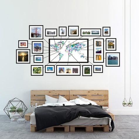 Photos Of Places, Push Pin Board, Travel Photo Wall, Travel Gallery Wall, Travel Room, Off White Walls, World Map Decor, Travel Wall Decor, Push Pin Map