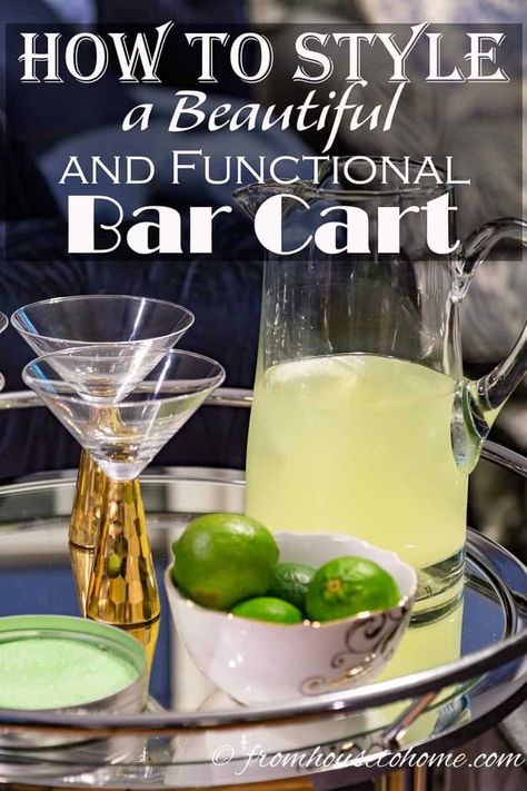 Bar carts are a very versatile piece of furniture to have when you are entertaining. Not sure how to set it up? Let us show you how to style a bar cart. #entertainingdiva #partyideas #parties Style A Bar Cart, Gold Bar Cart Target, Gold Bar Cart Styling, Gold Champagne Flutes, Margarita Bar, Diy Bar Cart, Gold Bar Cart, Outside Bars, Wine Ice Bucket