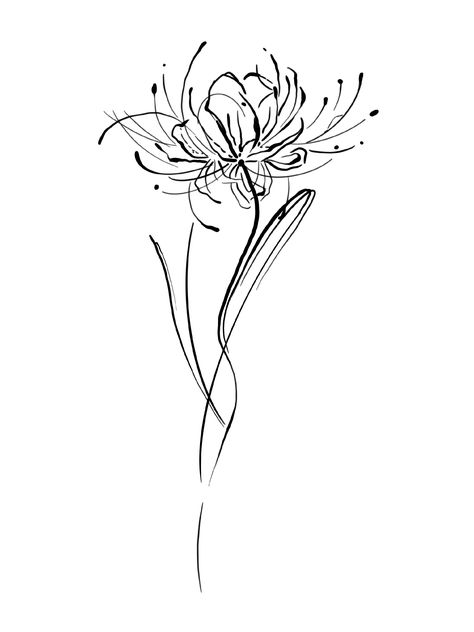 Fine Line Spider Lily Tattoo, Spider Lily Tattoo Stencil, Wisteria Tattoo Design, Floral Cybersigilism Tattoo, Abstract Lily Tattoo, Blue Spider Lily Tattoo, Flower Tattoos Stencil, Flower Tattoo Stencils, Artsy Tattoos