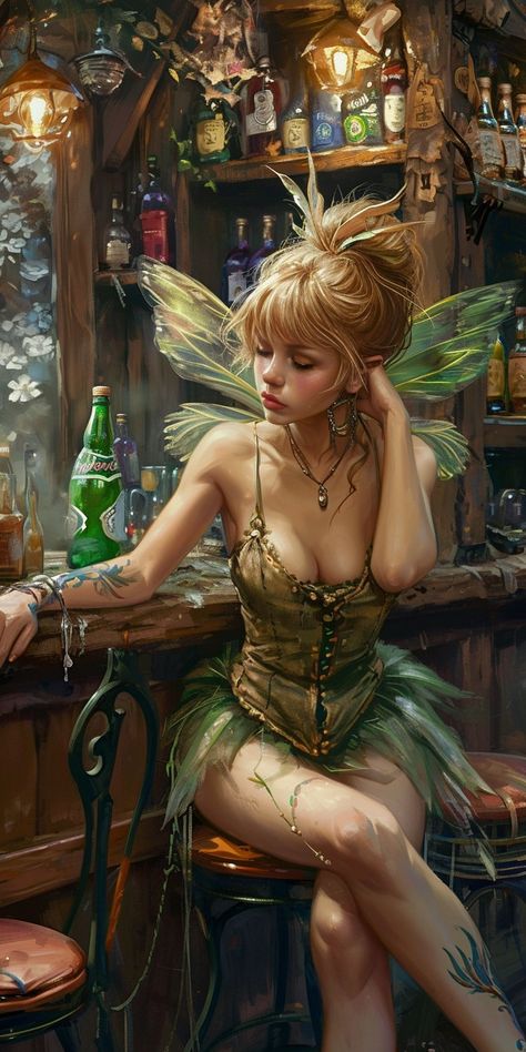 Created with Midjourney Ai #Character #Fantasy #Anime #cartoon #cyberpunk #sci-fi Tinkerbell Cosplay, Fairy Tale Tattoo, Fairy Tales Artwork, Tinkerbell Pictures, Princess Stuff, Makeup Christmas, Tattoo Makeup, Faery Art, Christmas Chicken