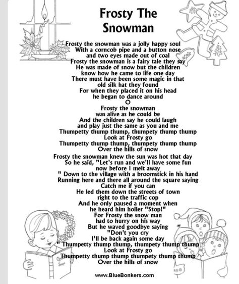 Frosty the Snowman lyrics Frosty The Snowman Lyrics, Snowman Songs, Christmas Carols Lyrics, Christmas Carols Songs, Christmas Songs For Kids, Carol Songs, Xmas Carols, Christmas Songs Lyrics, Xmas Songs