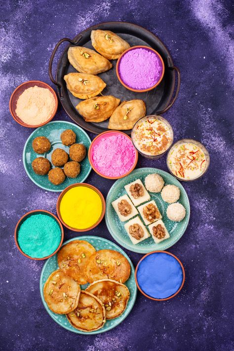 Holi Special: Most Popular Traditional Recipes Holi Special Recipes, Colourful Recipes, Holi Aesthetic, Holi Food, Holi Photography, Holi 2024, Holi Photoshoot, Holi Sweets, Mysore Pak