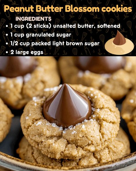 Peanut Cup Cookies, Recipe For Peanut Butter Blossom Cookies, Peanut Butter Blossom Cookies Easy, Peanut Blossom Cookies Recipe, Peanut Butter Blossom Recipe, Hershey Peanut Butter Blossom Cookies, Peanut Butter Blossoms Easy, Peanut Butter Blossom Cookies Recipe, Peanut Butter Cookie Bites