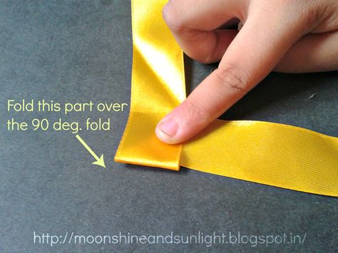 How to make a Folded Ribbon Rose | Moonshine and Sunlight - Indian Nailart and Lifestyle Blog | Moonshine And Sunlight Ribbon Rose Bouquets, Satin Ribbon Roses, Ribbon Flower Tutorial, Rose Tutorial, Ribbon Rose, Cool Paper Crafts, Cloth Flowers, Fabric Flowers Diy, Fabric Roses