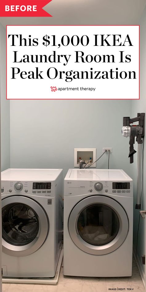 Laundry Room Redo, Organized Laundry Room, Ikea Laundry, Ikea Laundry Room, Organized Laundry, Garage Laundry Rooms, Laundry Room Countertop, Laundry Room Hacks, Blue Laundry Rooms