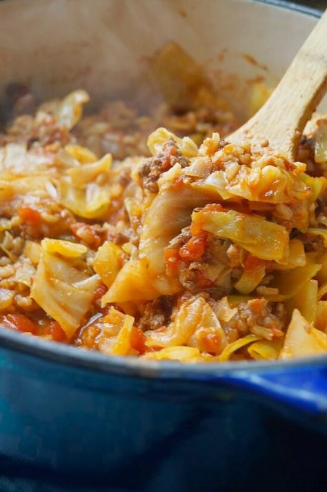 Unstuffed Cabbage Rolls Recipe | Healthy Dinner Cabbage Recipe Pressure Cooker Cabbage Rolls, One Pot Unstuffed Cabbage Rolls, Cabbage Roll Stir Fry, Dinner With Cabbage Meals, Unstuffed Cabbage Rolls Casserole, Undone Cabbage Rolls, Layered Cabbage Roll Casserole, Cabbage And Beef Recipes, Unrolled Cabbage Rolls