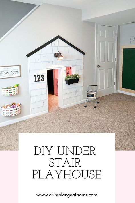 Stair Playhouse, Basement Finishing Ideas, Under Stairs Playhouse, Room Under Stairs, Under Stair, Basement Office, Basement Finishing, Basement Playroom, Diy Basement