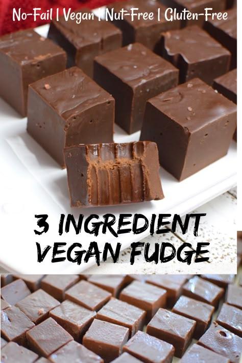 No Fail Fudge, Vegan Fudge Recipes, Homemade Chocolate Fudge, Vegan Fudge, Easy Vegan Dessert, Vegan Candies, Food Snacks, Vegan Dessert Recipes, Vegan Treats