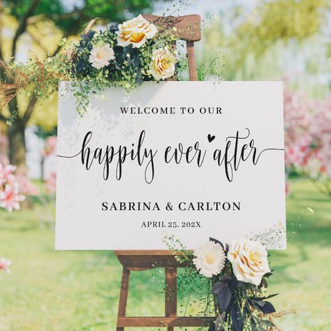 Happily Ever After Wedding Welcome Sign Canvas Personalized Wedding Sign, Custom Wedding Signs, Reception Signs, Bridal Shower Welcome Sign, Welcome Poster, Wedding Welcome Sign, Mexican Wedding, Script Lettering, Welcome To Our Wedding