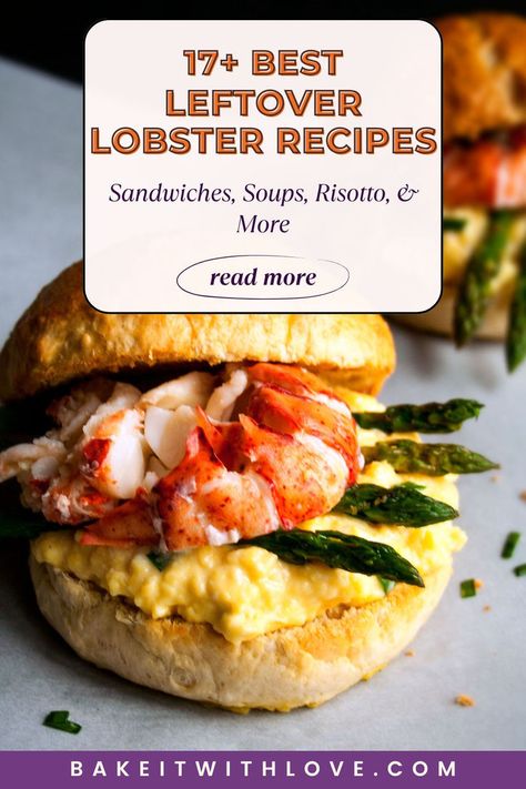 A lobster breakfast sandwich on ciabotta with scrambled eggs, asparagus, and poached lobster tail. Leftover Lobster Recipes, Lobster Salad Recipes, Lobster Meat Recipes, Leftover Lobster, Seafood Lunch, Lobster Risotto, Lobster Mac, Lobster Salad, Lobster Mac And Cheese