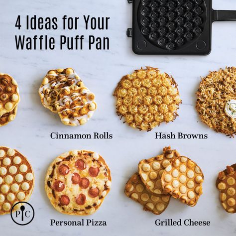 Bubble Waffle Puff Pan Ideas Waffle Batter Recipe, Waffle Pizza, Waffle Pan, Iron Ideas, Bubble Waffles, Kitchen Secrets, Egg Waffle, Pampered Chef Party, Waffle Maker Recipes