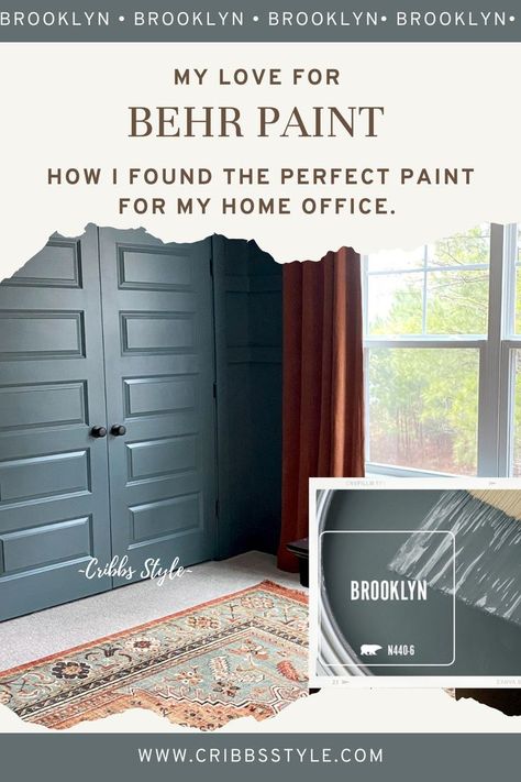 I might be slightly obsessed, but BEHR Paint gave me the gift of the most perfect color for my vintage inspired home office project. Bonus points we share the same name. Behr Peppergrass Paint, Hostaleaf Behr Paint, Le Luxe Behr Paint, Behr Brooklyn Paint Wall Colors, Behr Historic Paint Colors, Behr Astronomical Paint, Fun Office Paint Colors, Behr Brooklyn Paint, Nypd Behr Paint