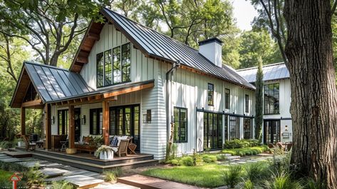 The Cost to Build a Barndominium – BarndoModern Rancher Barndominium, Barndominium Cottage, Modern Barndominium Ideas Exterior, Exterior Of Barndominium, Charming Barndominium, Barndominium Home Addition, Cool Barndominium Features, Barndominium Exterior Ideas, Barndominium Facade