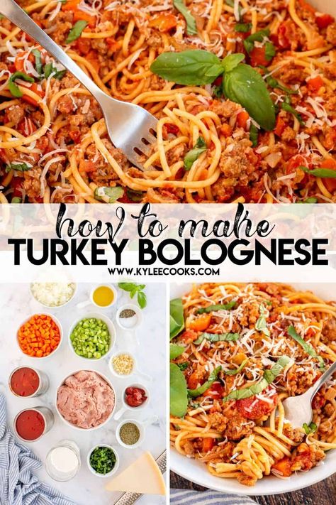 Healthy Turkey Bolognese, Ground Turkey Linguine Recipes, Turkey Bolognese Sauce Healthy, Ground Turkey Bolognese Sauce, Turkey Bolognese Recipe, Healthy Bolognese Recipe, Ground Turkey Spaghetti Recipes, Turkey Spaghetti Recipes, Ground Turkey Bolognese