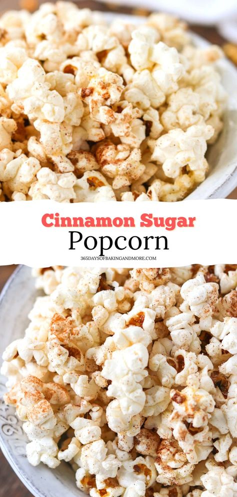 Cinnamon Sugar Popcorn, Cinnamon Popcorn, Sugar Popcorn, Sweet Popcorn, Homemade Popcorn, Popcorn Snacks, Popcorn Seasoning, Popcorn Recipe, Flavored Popcorn