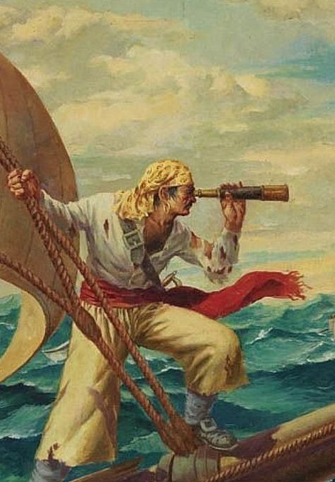 Pirate Painting, Pirate Historical, Pirate Comic Art, Pirate Pulp Art, 1600s Pirate, Old Pirate, Barbary Pirates, Pirate Illustration, Pirate Images