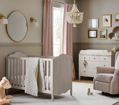 Girl Nursery Ideas & Baby Girl Room Ideas | Pottery Barn Kids Nursery Rocker, Crib Nursery, Kids Bathroom Accessories, Chic Nursery, Convertible Crib, Kids Room Rug, Kids Bathroom, Changing Pad Cover, Woodland Nursery