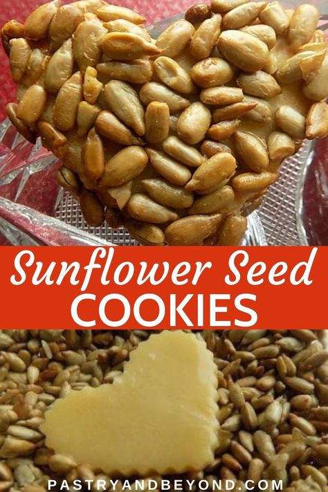 Sunflower Snacks, Heart Shaped Sunflower, Sunflower Seed Cookies, From Scratch Cookies, Sunflower Seed Recipes, Sunflower Cookies, Seed Cookies, Short Bread, Scratch Recipes