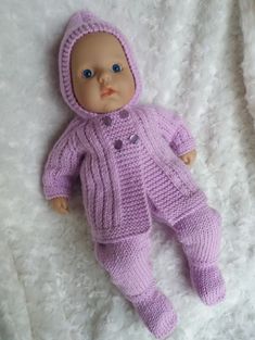 Baby Annabelle Knitting Patterns Free, Baby Doll Clothes Patterns Free Knitted, Linmary Knits, Knit Baby Doll, Baby Born Kleidung, Pram Sets, Baby Born Clothes, Toy Clothes, Baby Cardigan Knitting Pattern Free