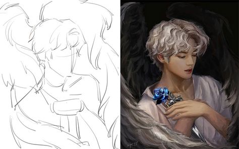 Artists Show How Much Their Artwork Changes From Sketch To Final Piece In This Twitter Thread (101 Pics) | Bored Panda