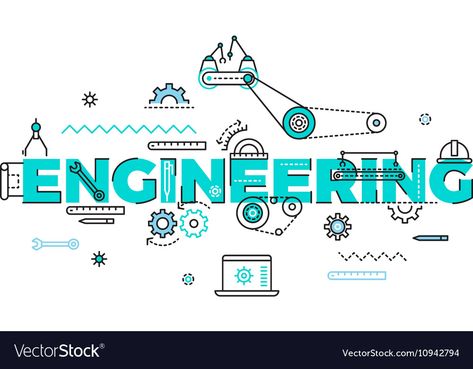 Technology engineering flat concept Royalty Free Vector Industrial Engineering Logo, Engineering Graphic Design, Engineering Illustration, Industrial Illustration, Engineering Graphics, Engineers Day, Process Engineering, Vector Technology, Industrial Engineering