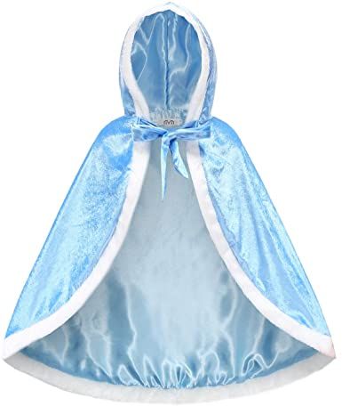 Princess Cloak, Toddler Cape, Cloak With Hood, Princess Cape, Blue Princess Dress, White Princess Dress, Frozen Outfits, Girls Cape, Cape With Hood