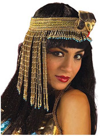 Cleopatra Beaded Snake Headband Headband w/Bead Strands and Plush Snake DecorationYou'll be ready to explore the pyramids with this Cleopatra Beaded Snake Headban Ancient Egyptian Hair, Snake Headband, Egyptian Headpiece, Ancient Egyptian Women, Egyptian Hairstyles, Beaded Snake, Cleopatra Beauty Secrets, Starověký Egypt, Queen Cleopatra